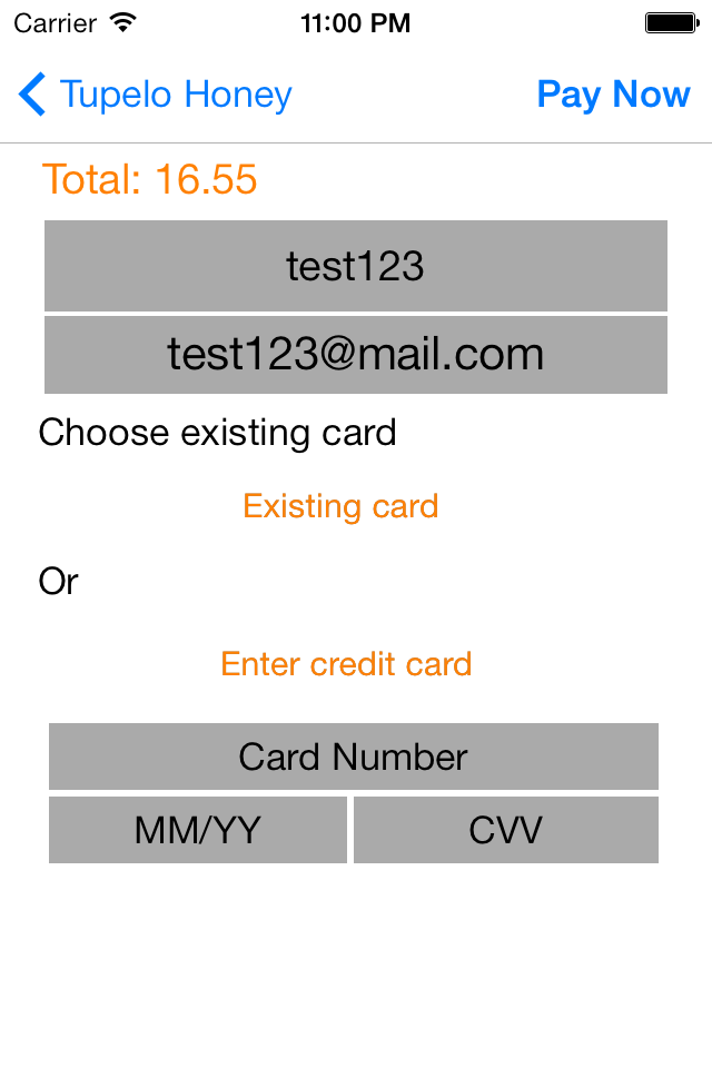 payment screen