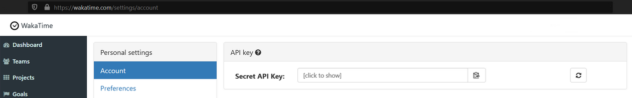WakaTime API token