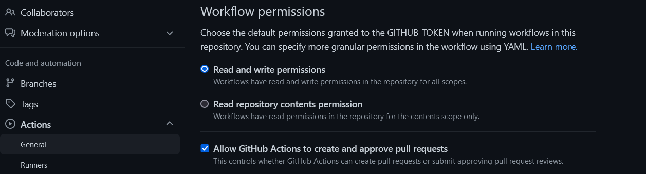 Setting workflows permissions