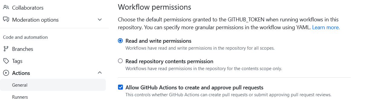 Setting workflows permissions