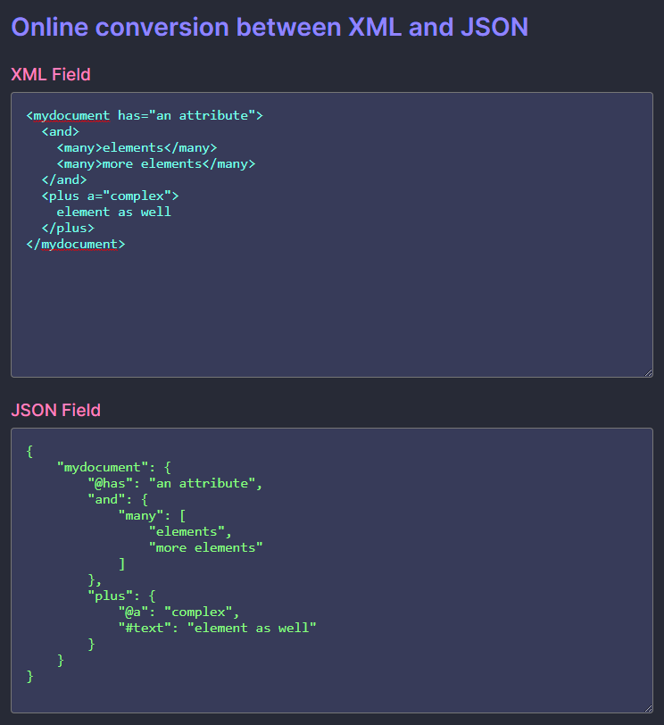 Conversion from XML to JSON