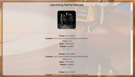 tour dates screenshot