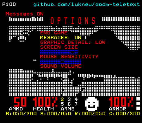 DOOM options menu in teletext