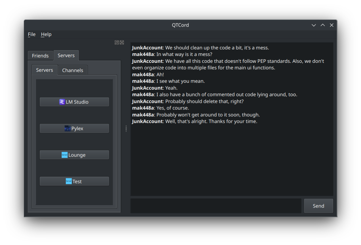 Screenshot of QTCord