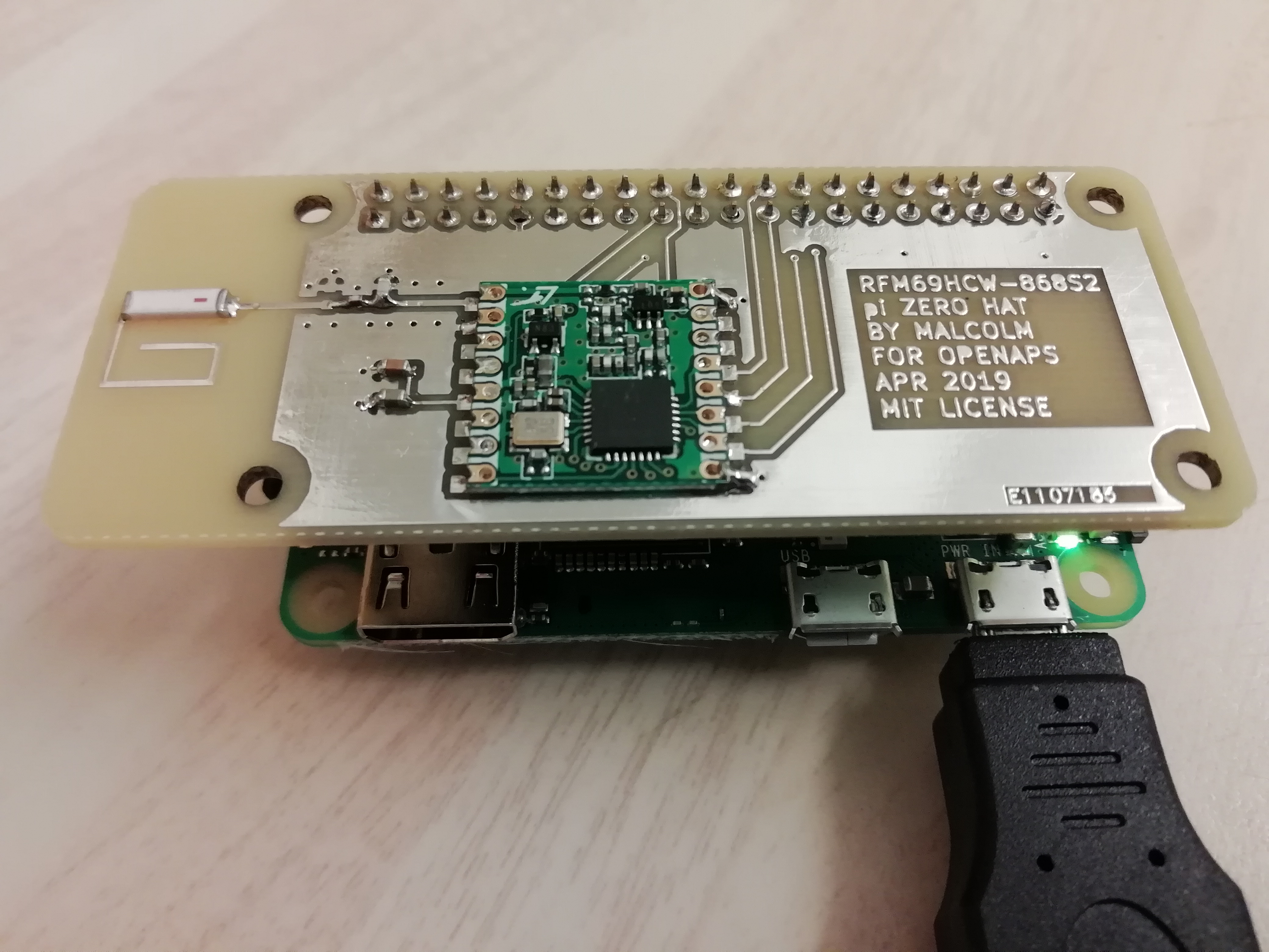 Photo of pHAT connected to pi Zero