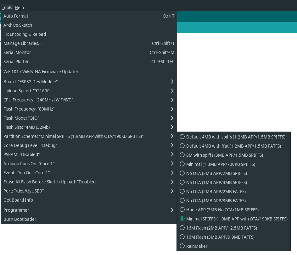 Wifi Manager start menu