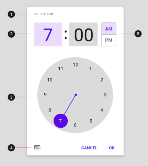 Time Picker anatomy diagram