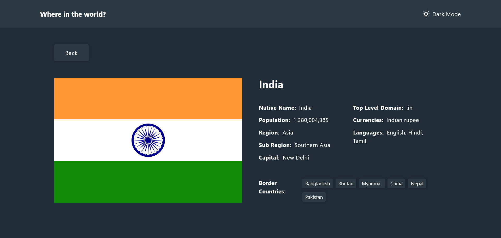 desktop dark mode country info