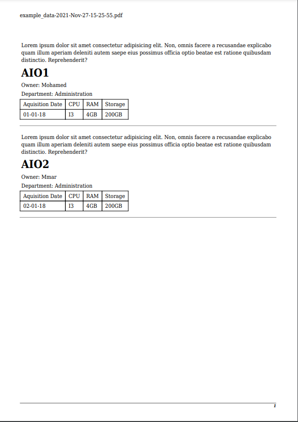 Generated PDF first page