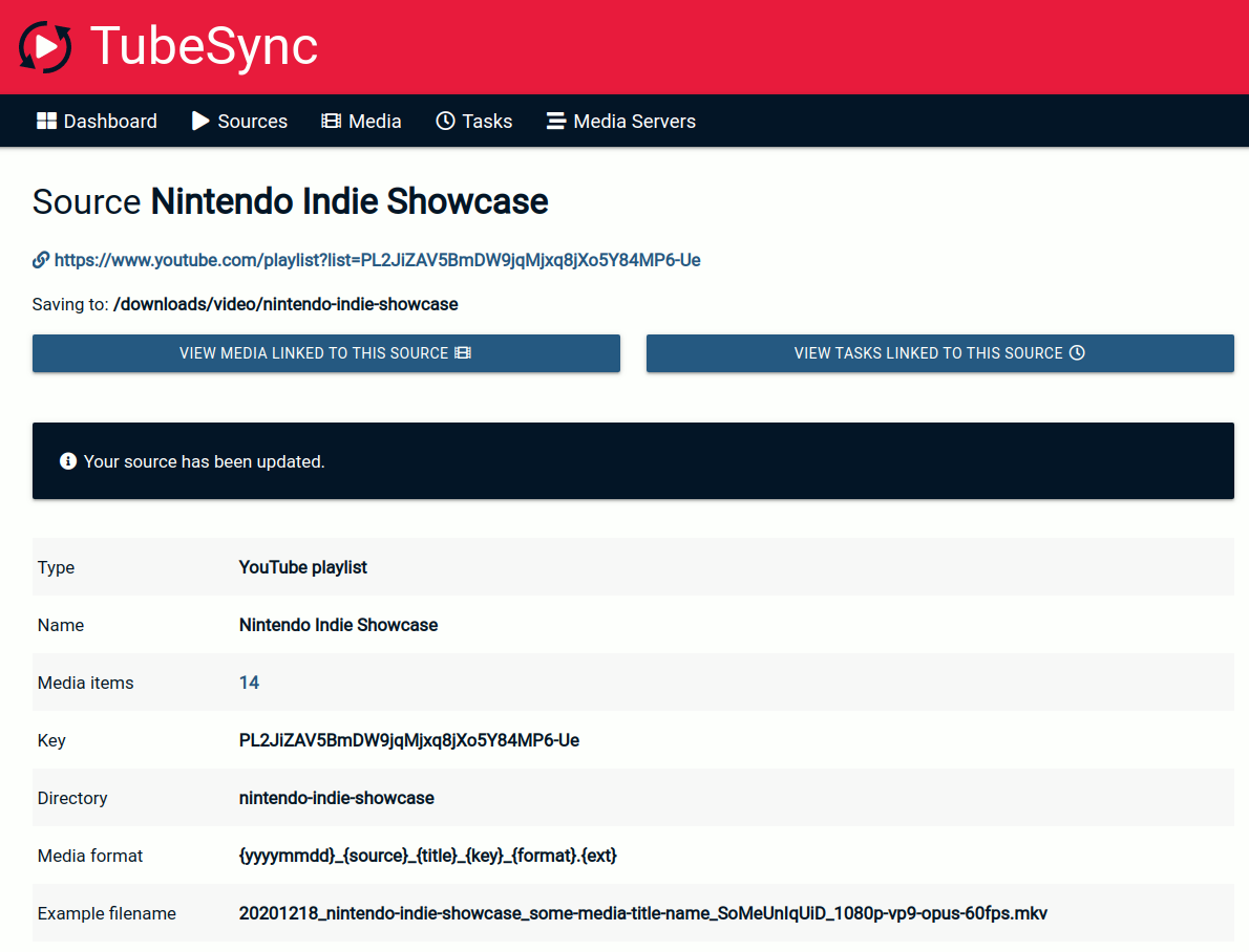 TubeSync source details