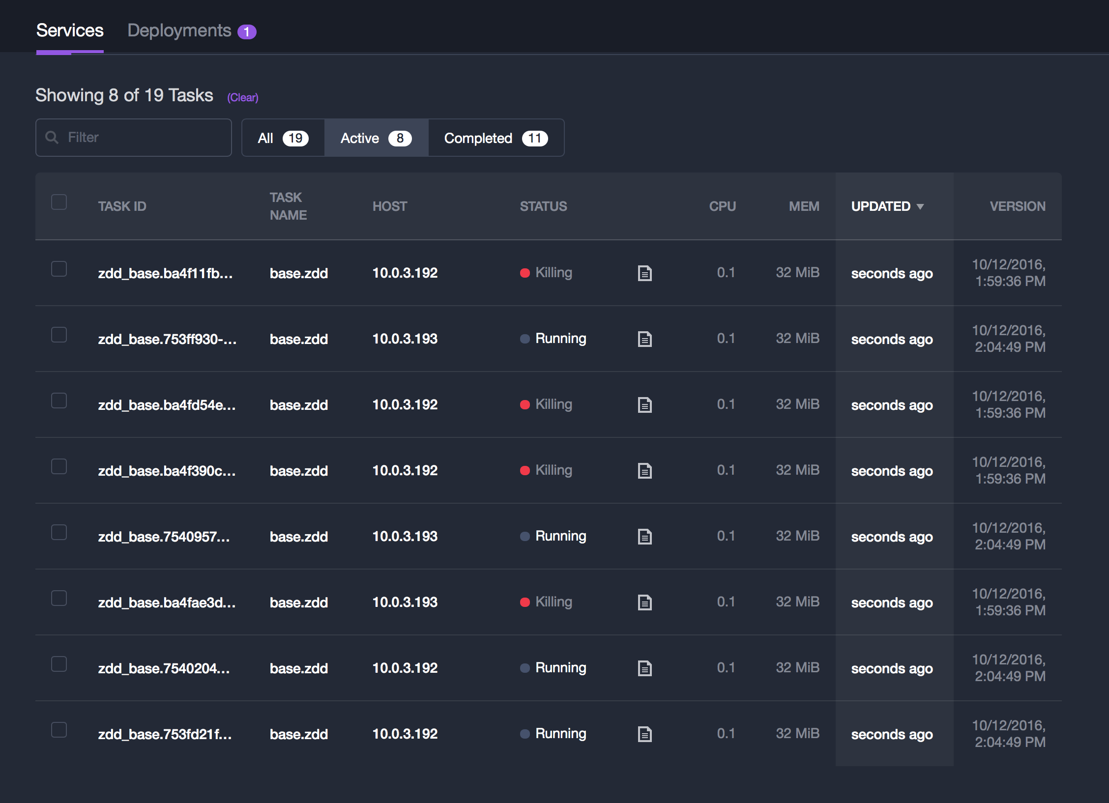 Deployment of upgraded simpleservice with default behaviour