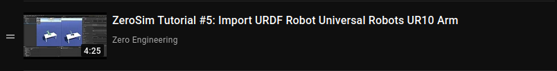 Tutorial #5: Import URDF Robot Universal Robots UR10 Arm