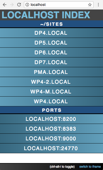 Localhost Index Mobile