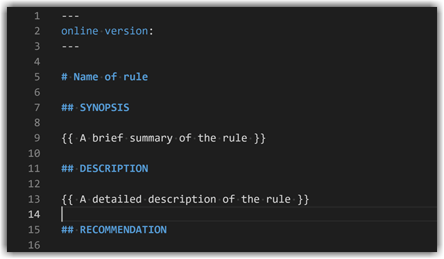 Rule markdown documentation snippet
