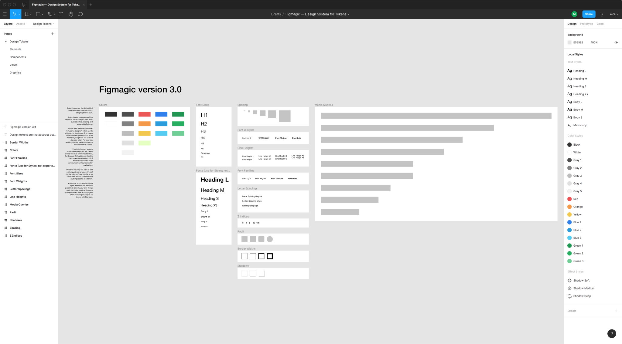 Figma Document Structure: Tokens