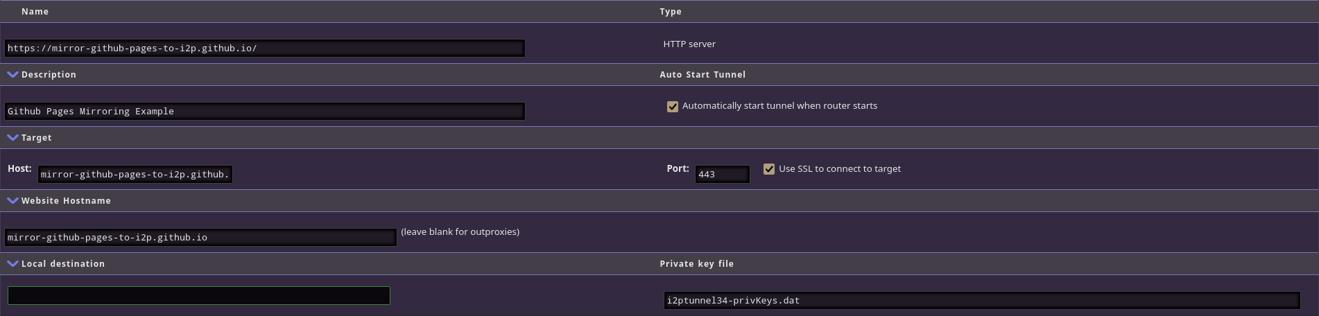 Example Hostname Settings