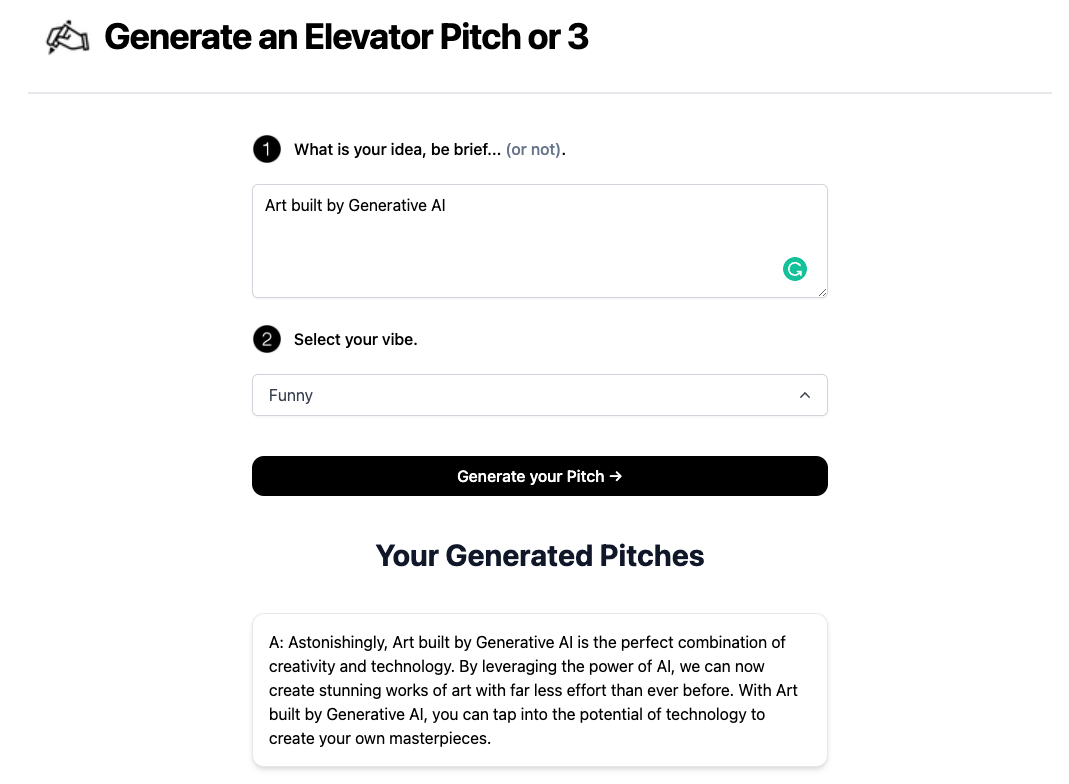 Elevator Pitch Generator