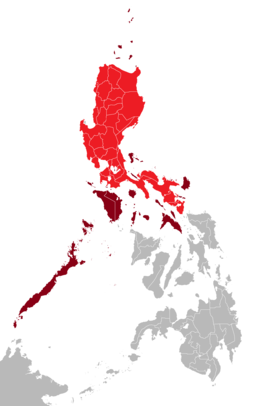 Map of the Philippines, highlighted the islands of Luzon in red