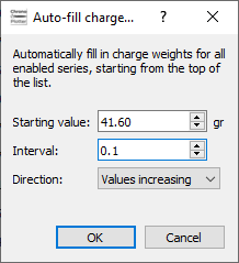 Auto-fill charge weights