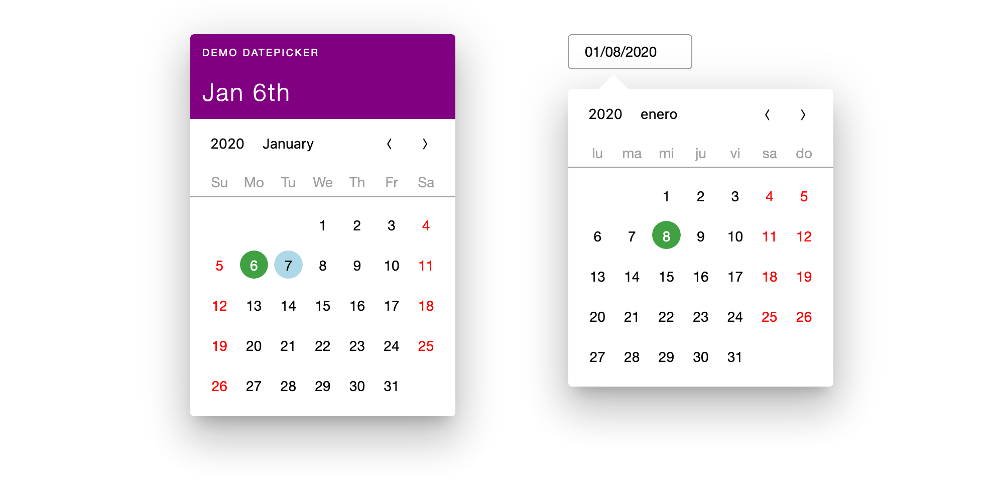 Datepicker screenshot