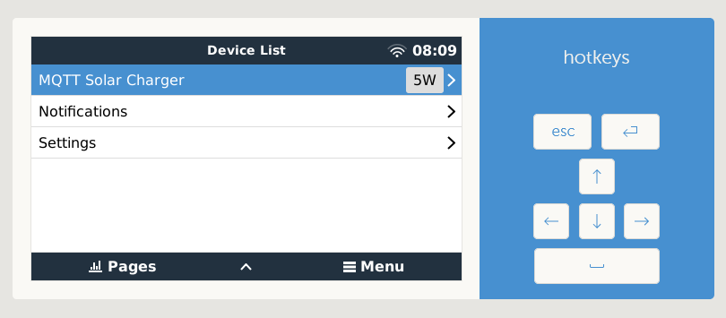 MQTT Solar Charger - device list