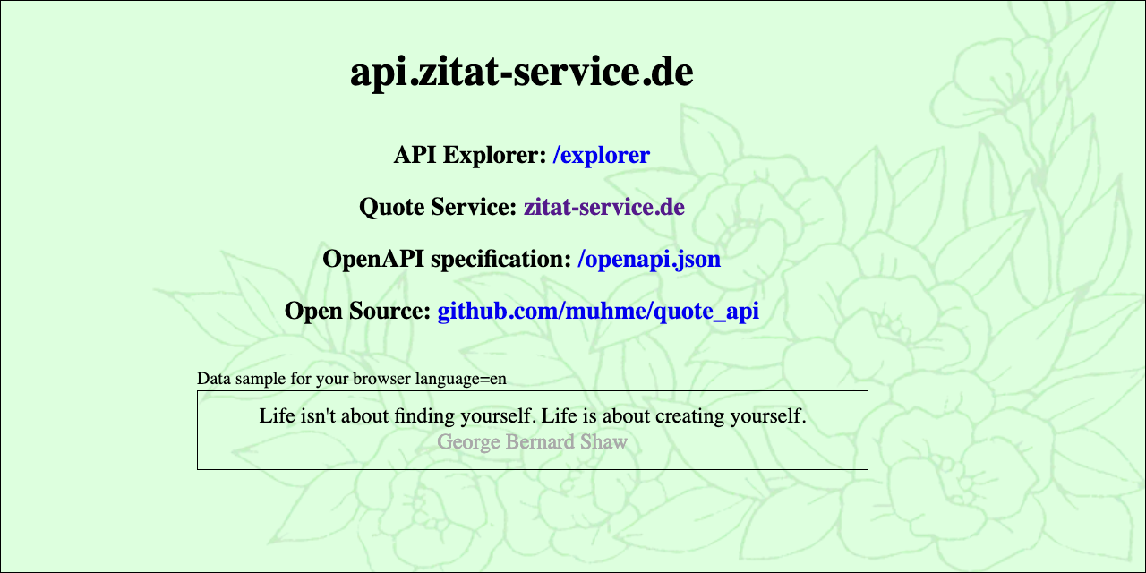 API screen shot