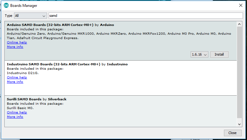 Arduino SAMD Boards