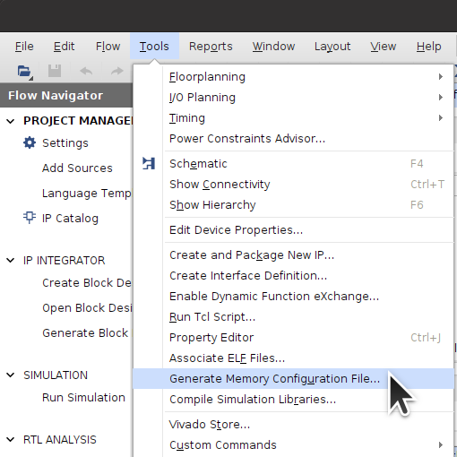 Vivado Tools Generate Memory Configuration File