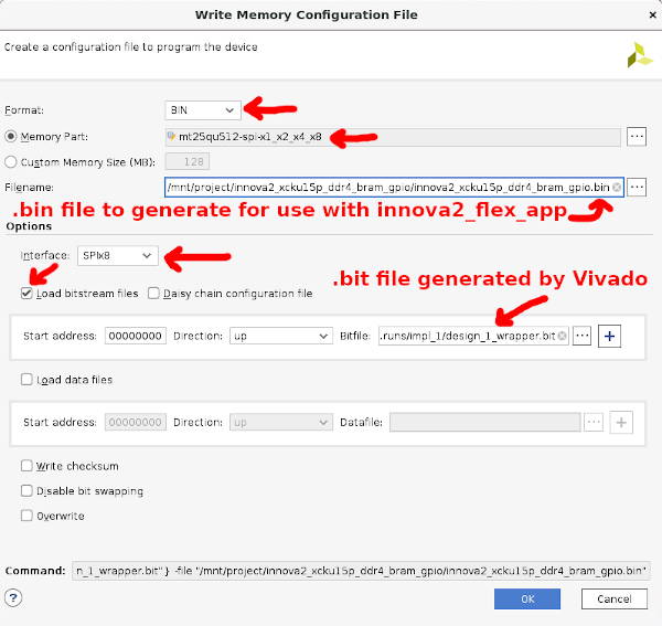 Vivado Write Memory Configuration File