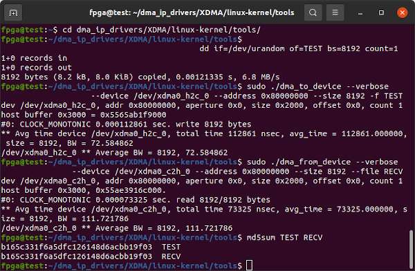 XDMA BRAM Test