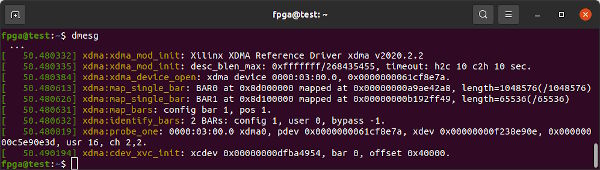dmesg xdma