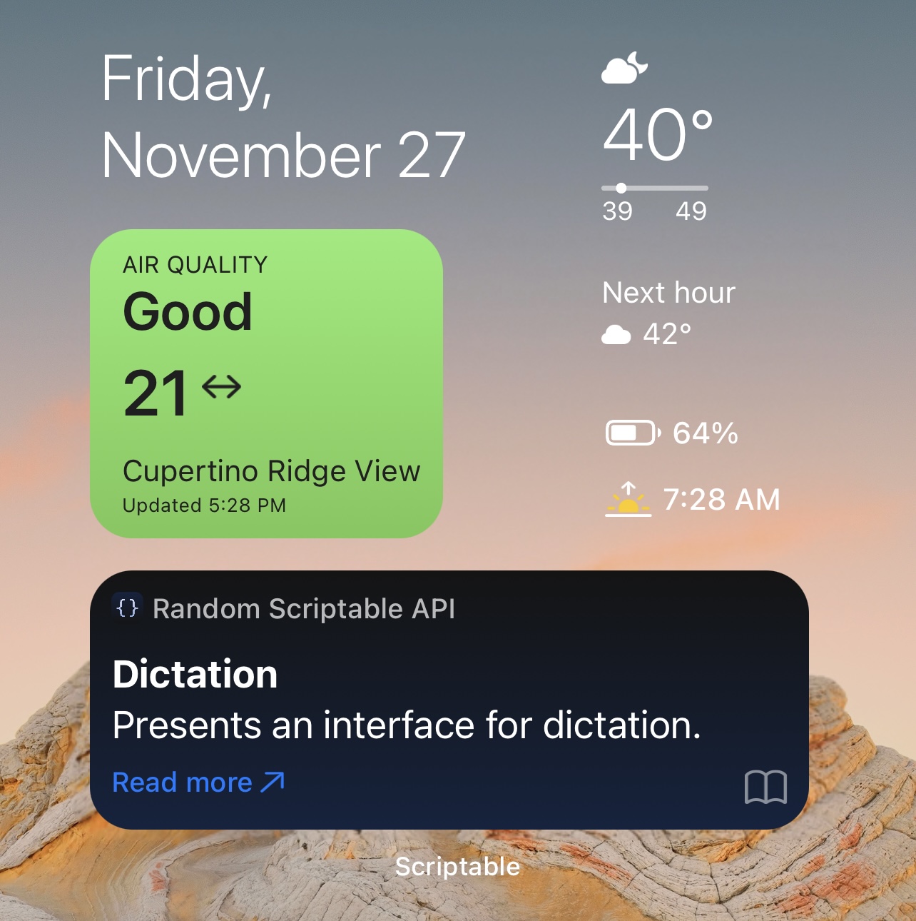 Screenshot of a Weather Cal widget with multiple embedded widgets