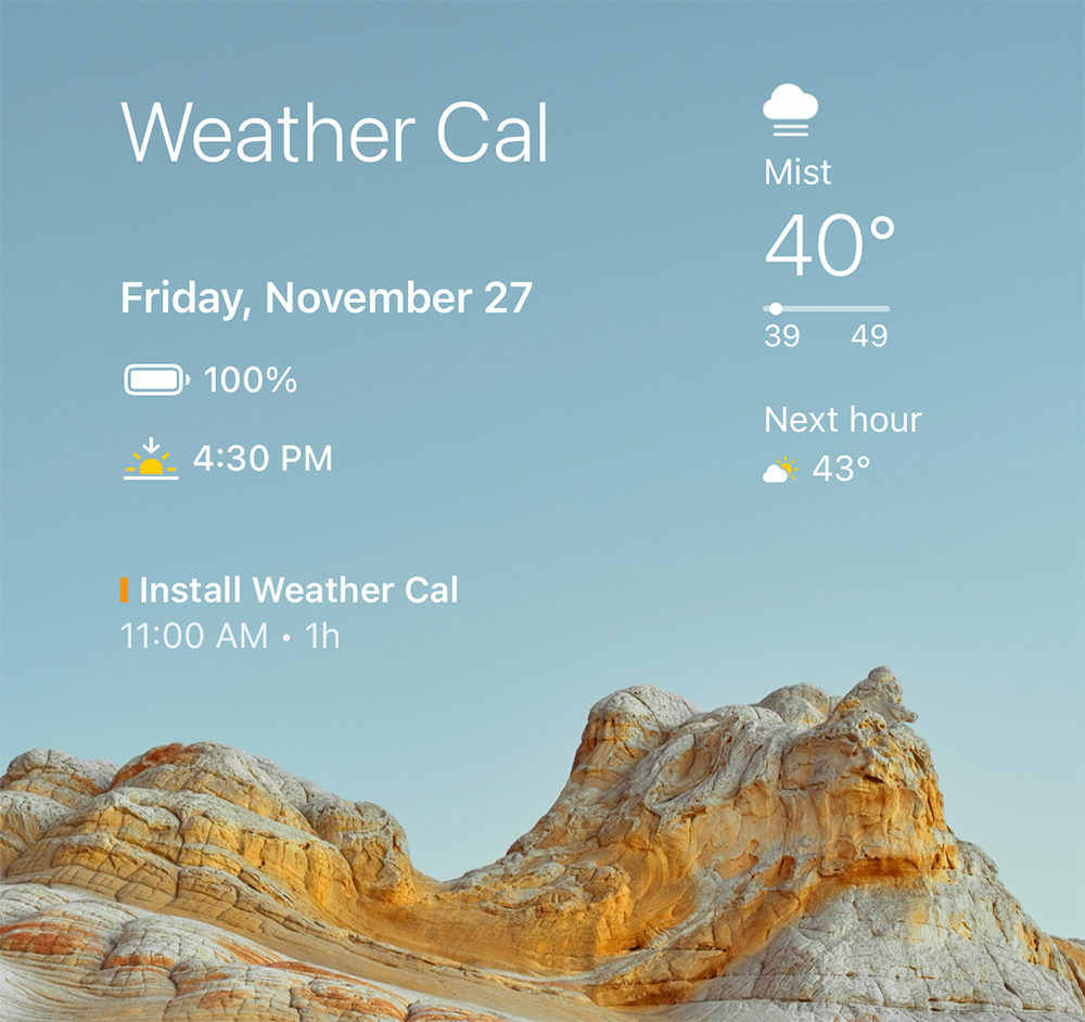 Screenshot of a sample Weather Cal widget