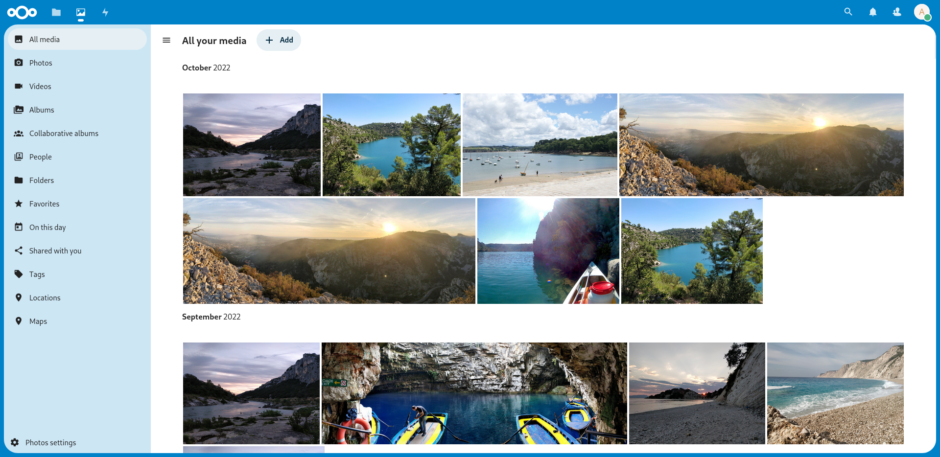 Work in progress screenshot of Nextcloud Photos App