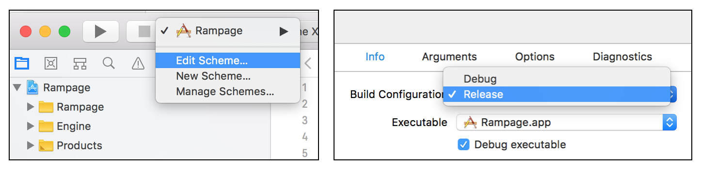 Enabling Release mode when building