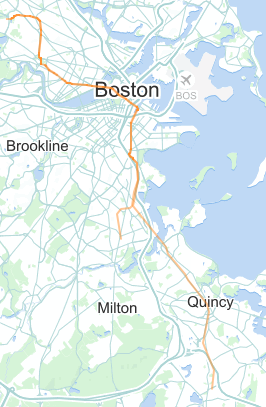 Map of both MBTA Red Line branches