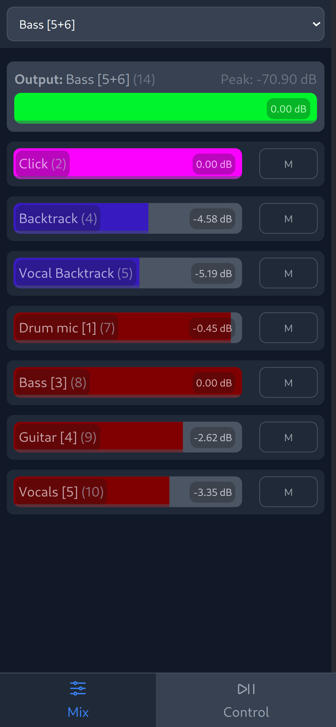 Screenshot of a Mix tab