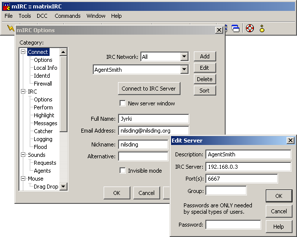 mIRC server options