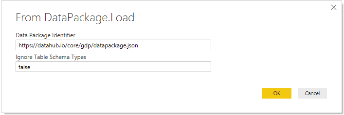 Microsoft Power BI UI: GDP Tabular Data Package Resource Data