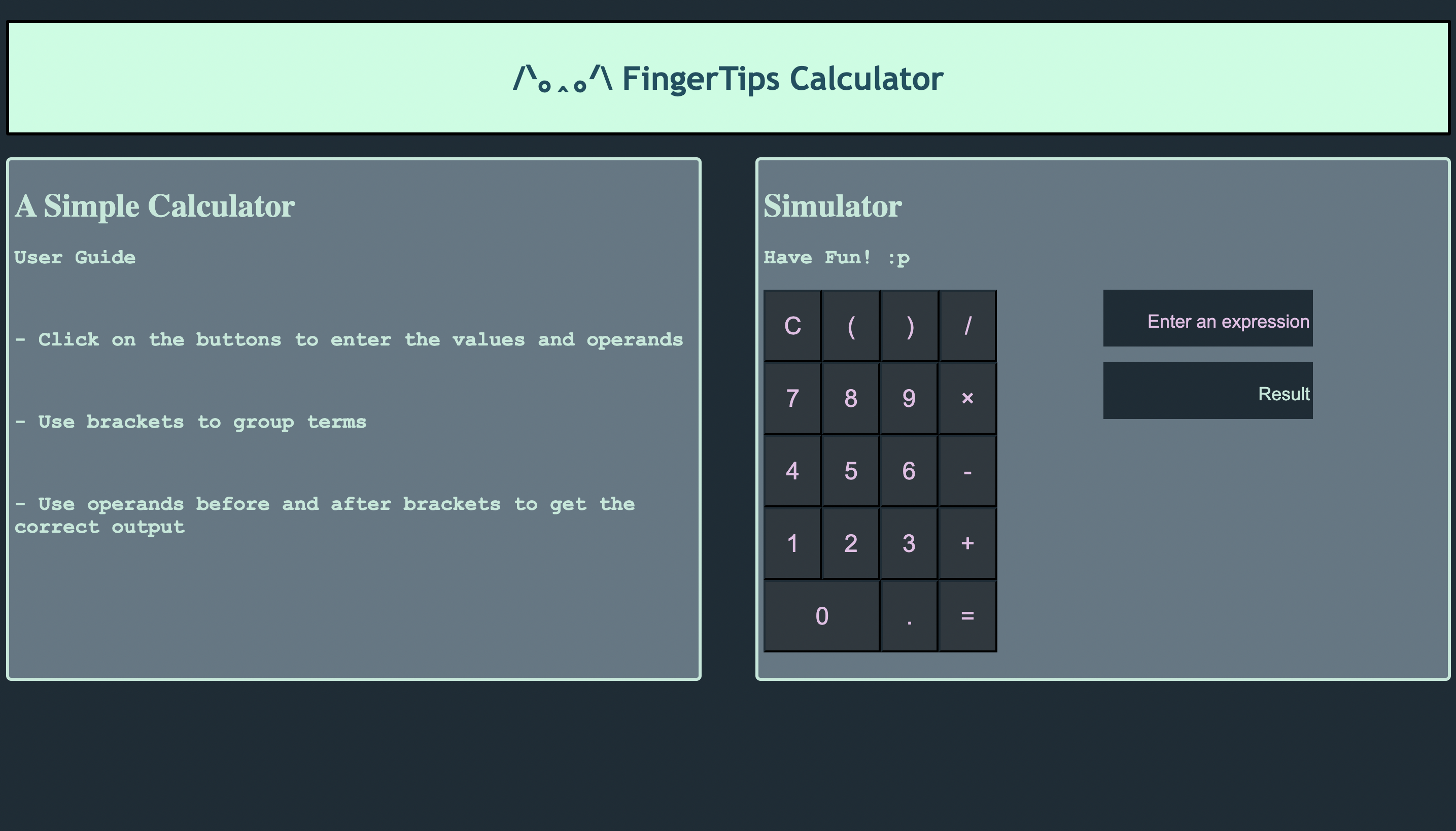 Calculator page