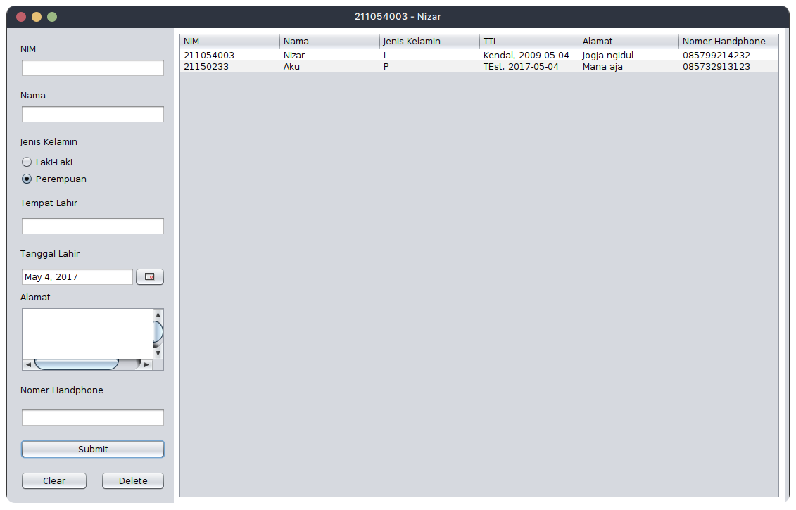 Screenshot GUI