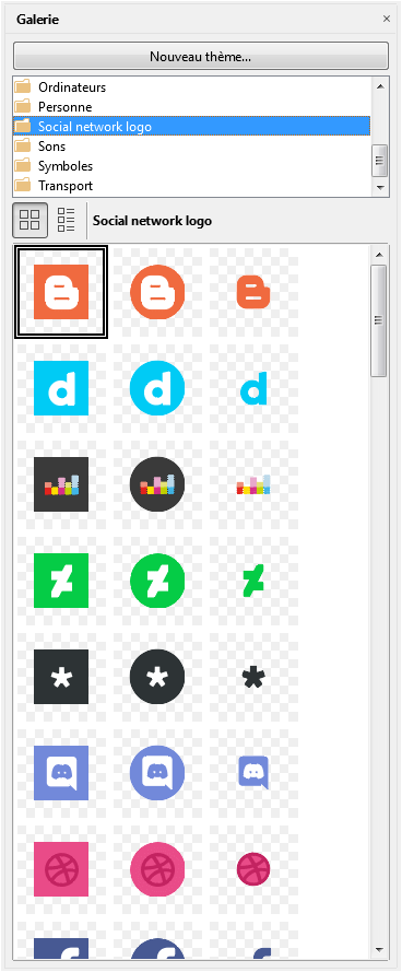 Capture d'écrant de la palette office icon