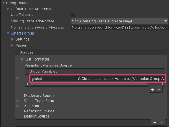 Added Variables Group in Settings