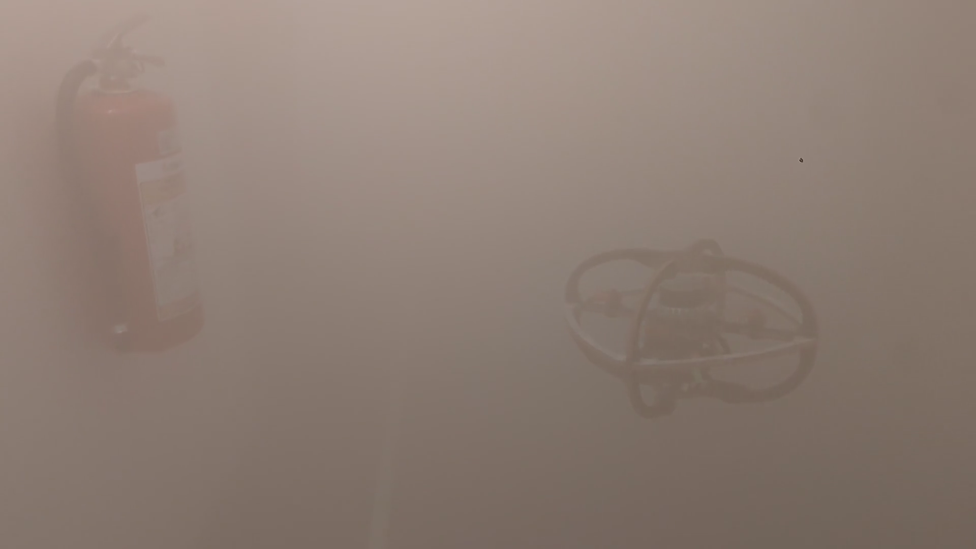 fog-filled university corridor image