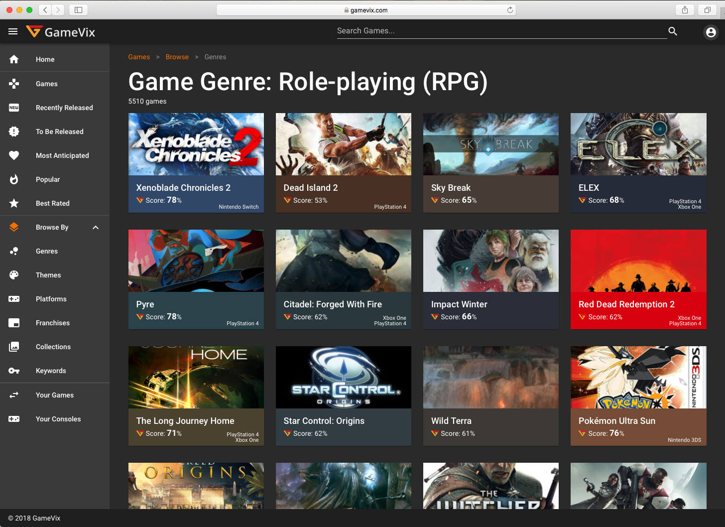 Screenshot of Games Browse by Genre Page - Role-playing (RPG)