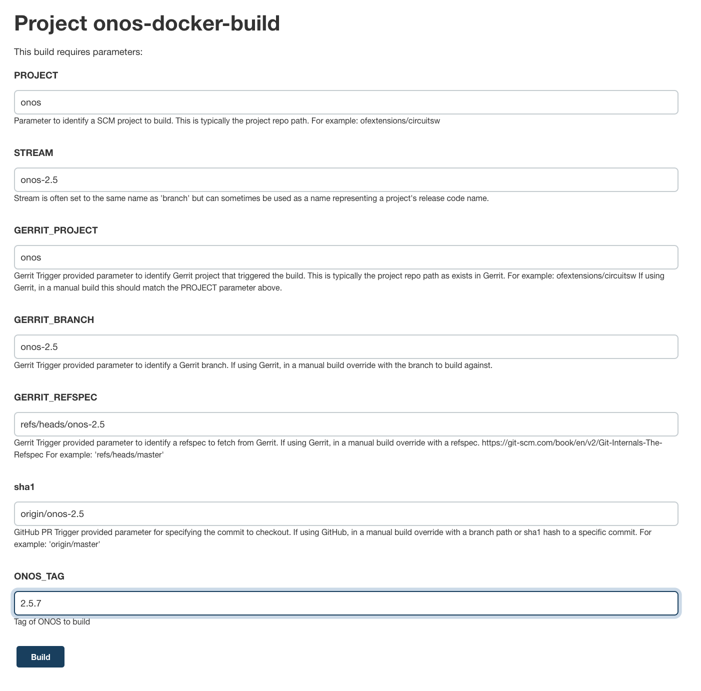 default docker build form