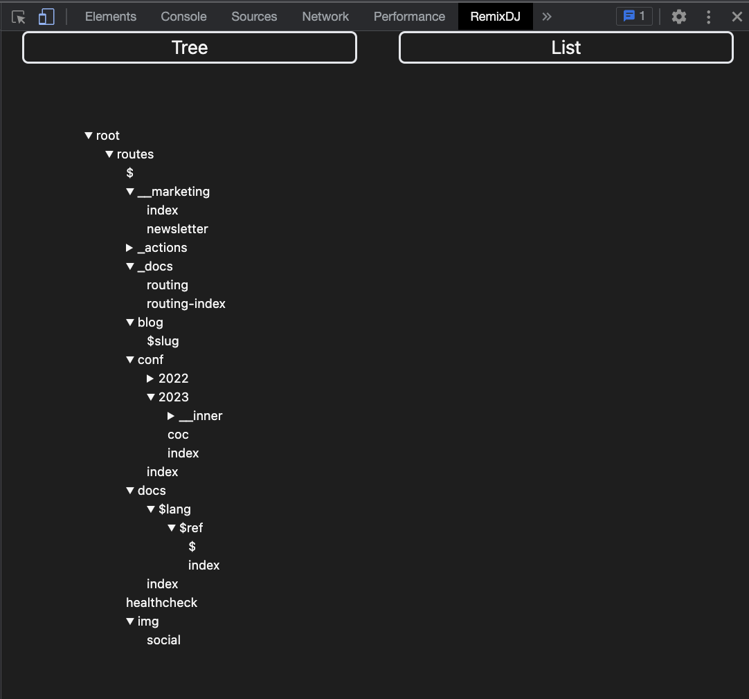 Remix DJ Tree: example of devtool