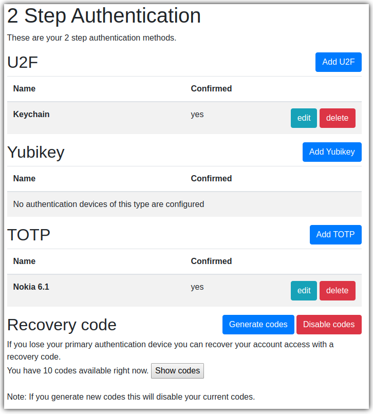 Overview of Kleides MFA authentication method interface.