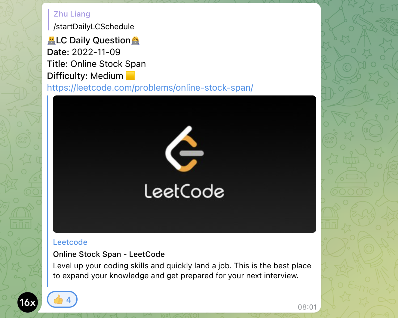 Leetcode Daily Challenge Reminder