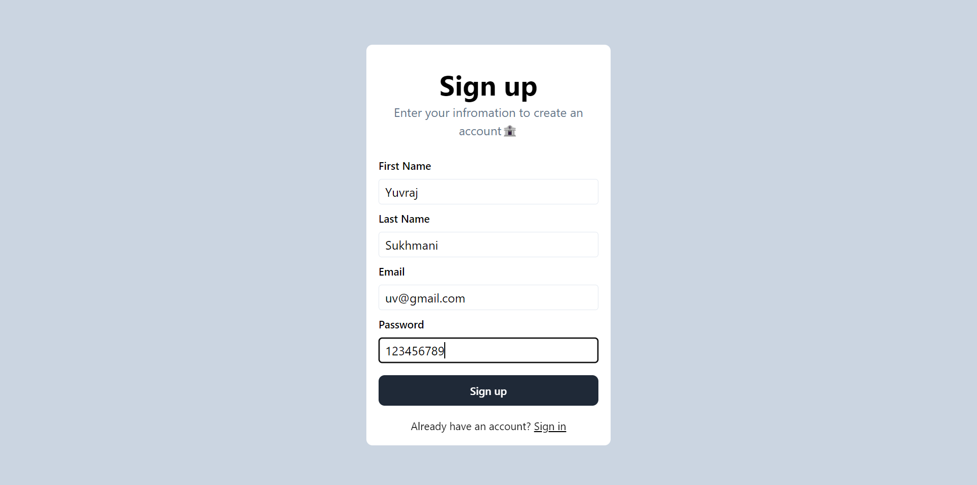 Signup Page